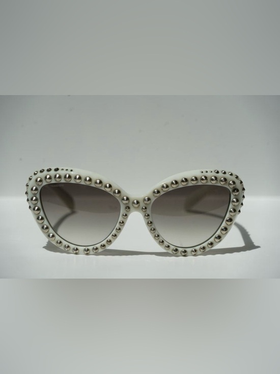 Prada Accessories - PRADA White Silvertone Studded Frame Gradient Tint Sunglasses - SPR31Q